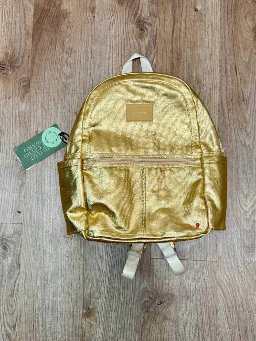 STATE Metallic Kane Kids Travel Gold Backpack Shiny School Bag
